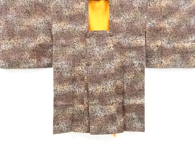 JAPANESE KIMONO / VINTAGE MICHIYUKI COAT / SILK / OSHIMA TSUMUGI / SCATTERED NORI PATTERN